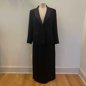 Laura Scott 2 Piece Set / Black Tuxedo Blazer w Long Skirt/ Women Size 12 Petite
